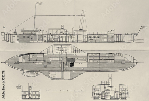 plan of an old paddle steamer