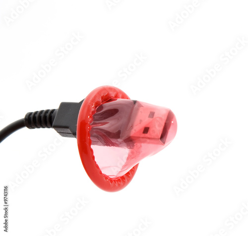 data security concept - condom over usb cable