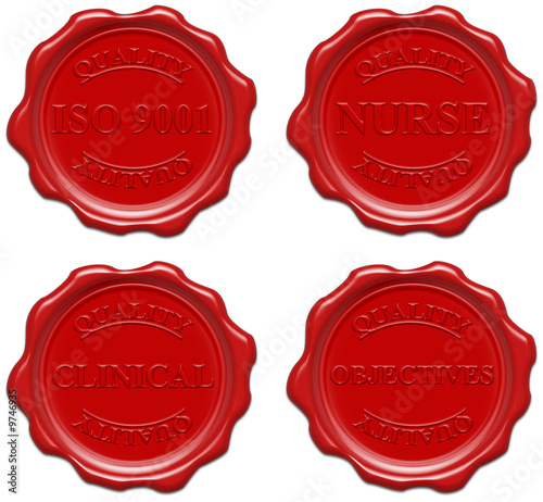 Red wax seal: quality, iso 9001, nurse, clinical, objectives