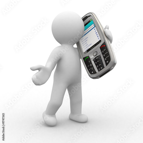 3d human talk with big mobile phone