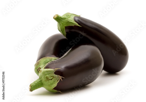 fresh aubergine on white background