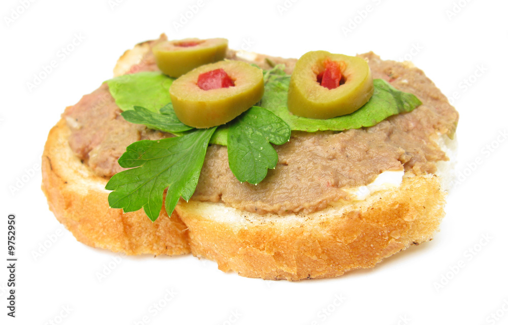 Tartare steak on bread slice Tartare steak on bread slice