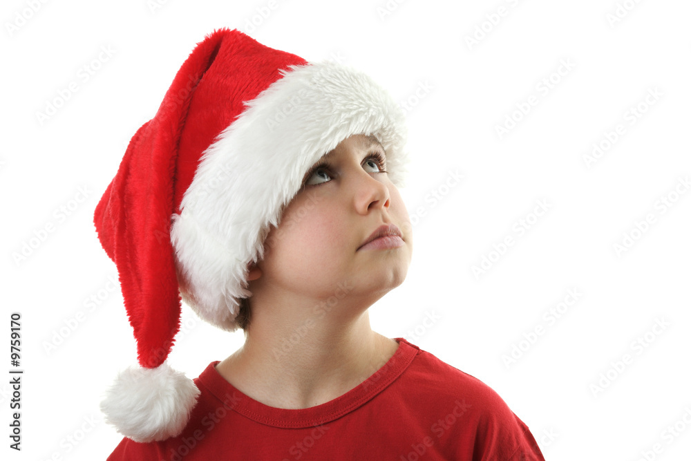 Christmas time - boy with Santa's hat Christmas time - boy with Santa's hat