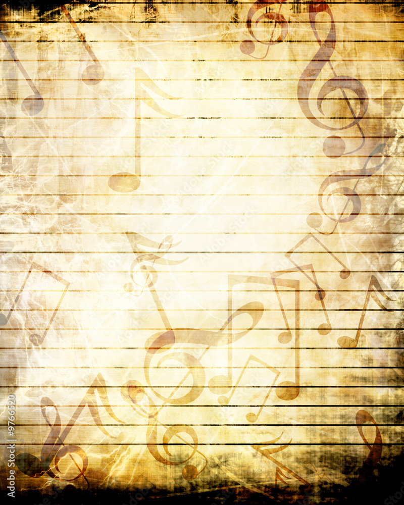 Fototapeta premium Old music sheet with some damage on it