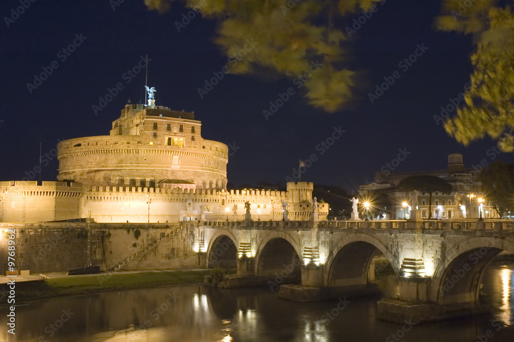 Italy Older Bridge and Castle Sant Angelo in Rome