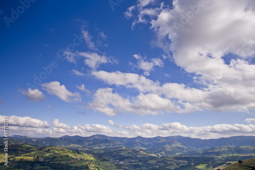 Rural landscape with cloudy sky in North of Spain