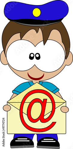 postino con busta e mail