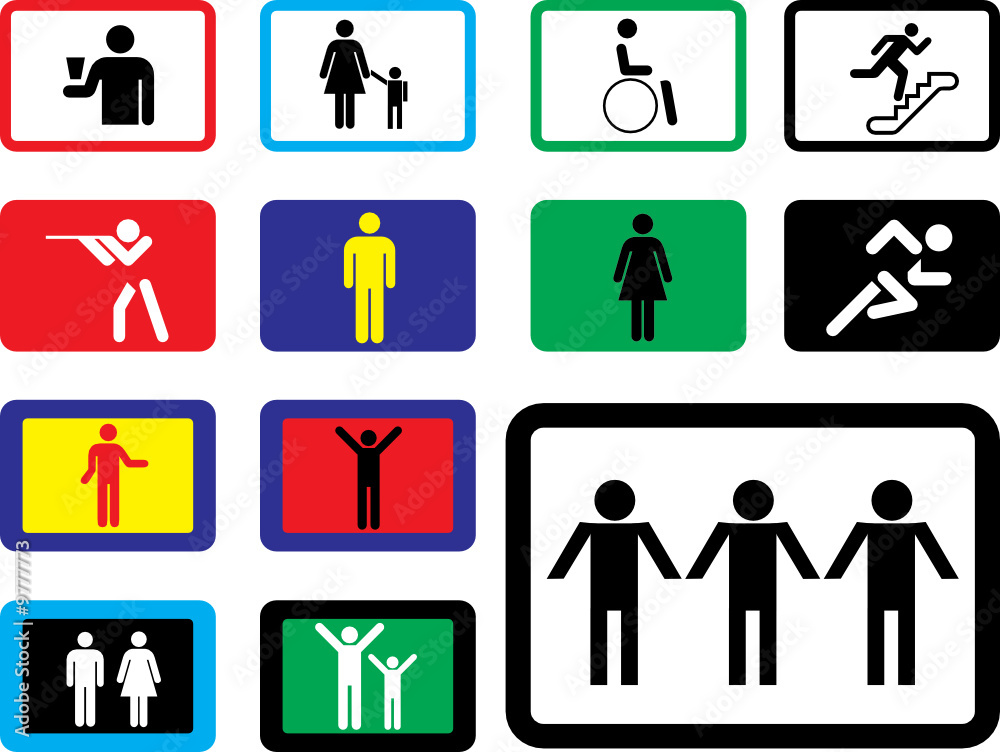 Set buttons. Pictographs of people Set buttons. Pictographs of people