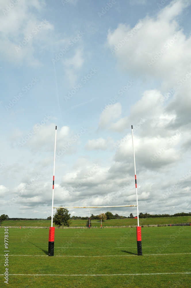 A pair of rugby posts viewed from the end of the field. A pair of rugby posts viewed from the end of the field.