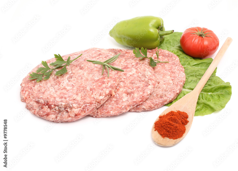 meat with vegetable isolated on white meat with vegetable isolated on white
