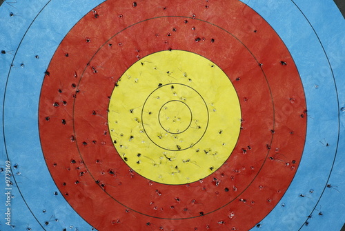 No bulls eye yet on archery target photo