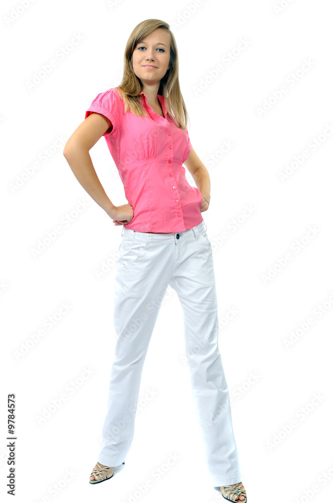 self-confident beautiful girl, isolated on white self-confident beautiful girl, isolated on white