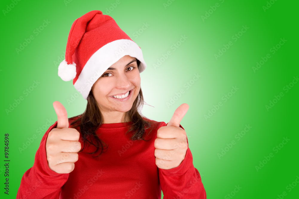 beautiful young woman with red christmas hat beautiful young woman with red christmas hat