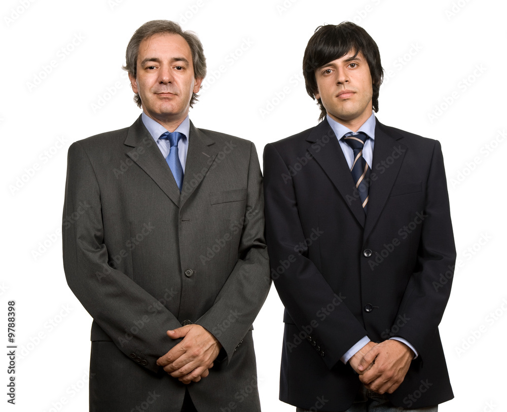 two young business men portrait, isolated on white two young business men portrait, isolated on white