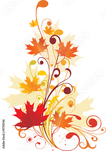 Autumnal ornament with maple leaves