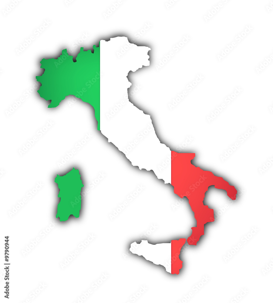 flag and map of italy on white background flag and map of italy on white background