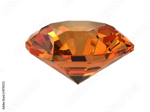 Dark-orange gemstone isolated on white