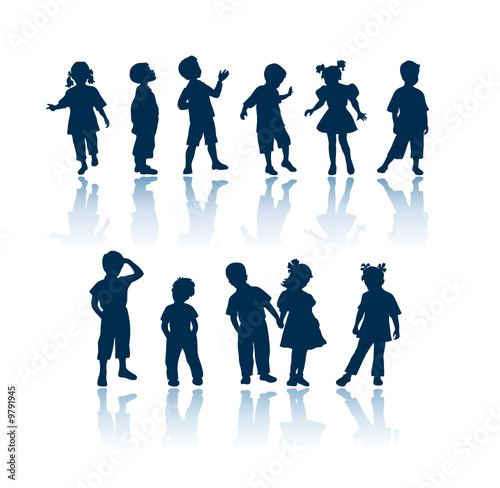 Kids vector silhouettes
