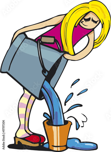 girl pours water