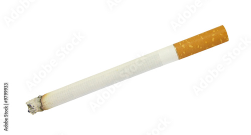 Cigarette ignited isolated on white background