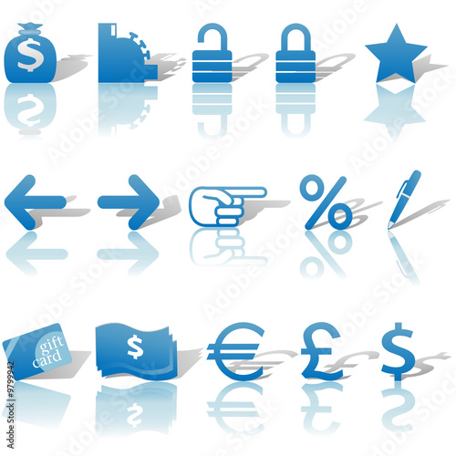 Finance Money Website Navigation Icons Set  Blue