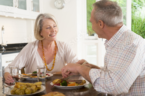 Elderly Couple Enjoying meal,mealtime Together photo