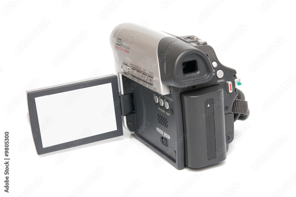 Fototapeta premium modern digital video camera isolated on white