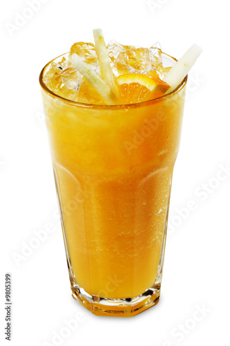 Orange Smoothie Served with Orange SLice and Rind