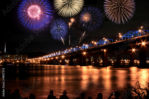 Spectacular fireworks at Han River Korea