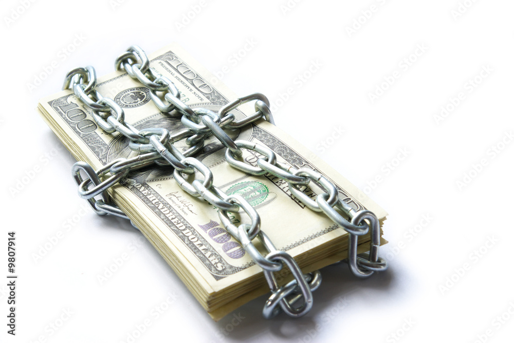 Dollars locked a chain Dollars locked a chain