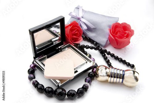 cosmetics with red roses
