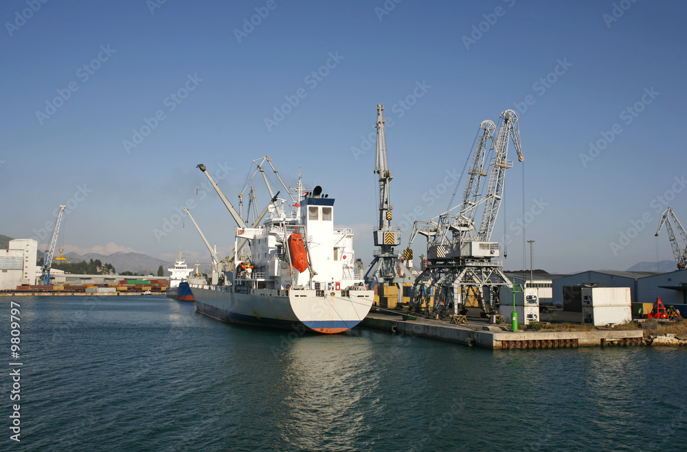 boat unloading at ploce harbour in croatia
