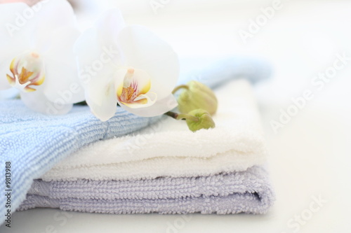 Towels with orchid