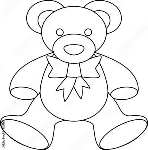vector teddy bear outline for coloring