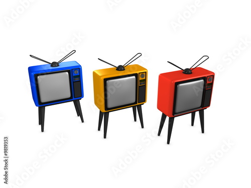 3d image, Conceptual Old-style Tv, variant color