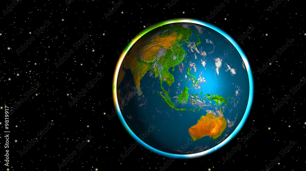 Obraz premium Shining planet Earth in space - Asia and Australia