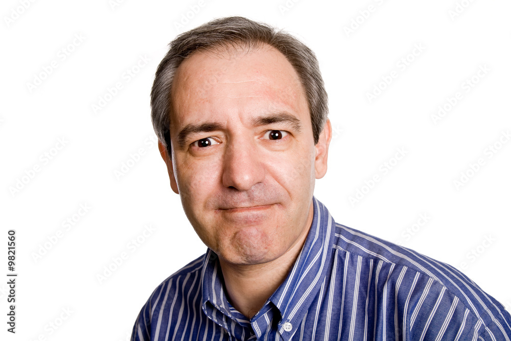 mature casual man portrait, isolated on white mature casual man portrait, isolated on white