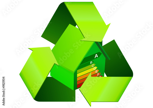 Maison verte et recyclage (détouré)