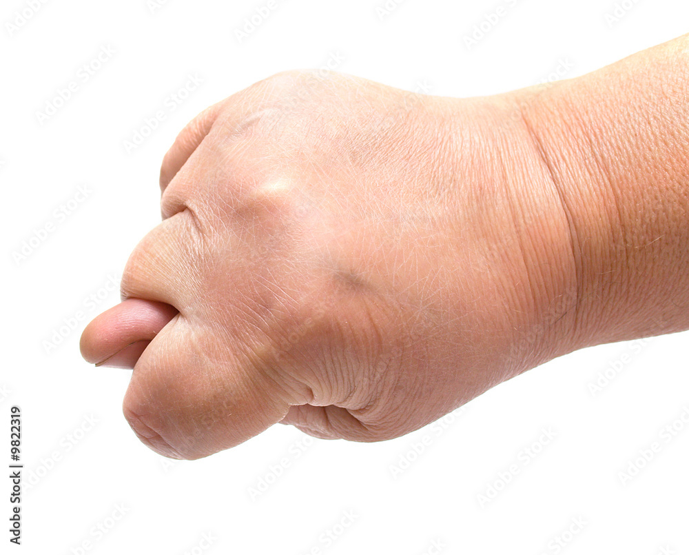 Female hand on a white background.