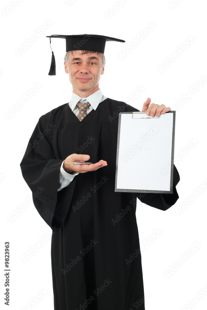 Education background: serious man in a academic gown. Education background: serious man in a academic gown.