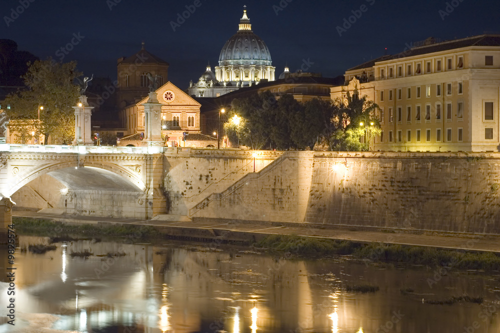 Italy Older cathedral of St. Peter and bridge