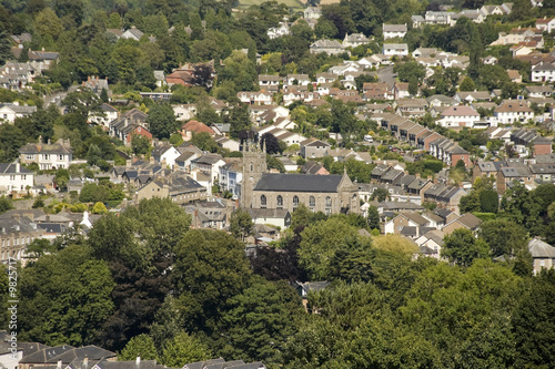 a view over the town of totnes the south hams devon england uk photo