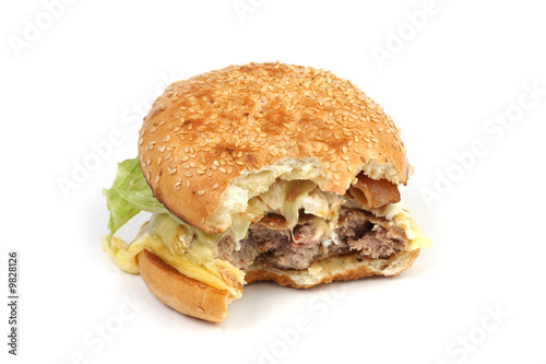 Half-eaten hamburger