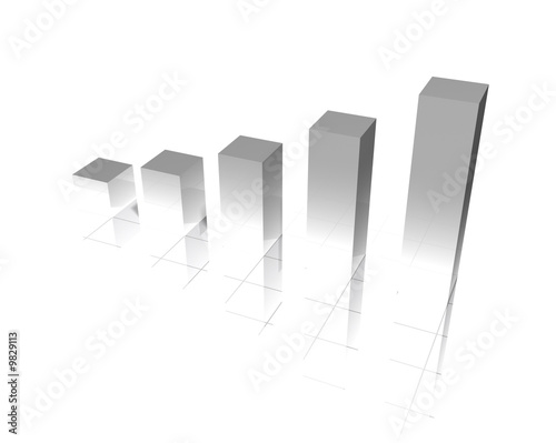 3D silver bar graph.