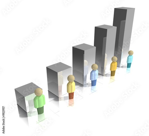 Demographic bar graph with nuetral colored people.