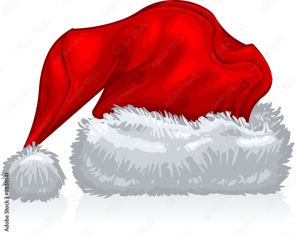 red, holiday, Santa hat, in white background Stock Illustration | Adobe