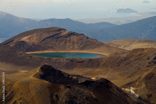 new zealand mointain landscape with lakes and the ocean