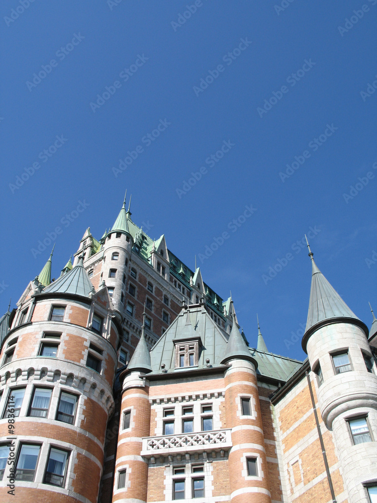 the chateau frontenac quebec canada against blue sky the chateau frontenac quebec canada against blue sky