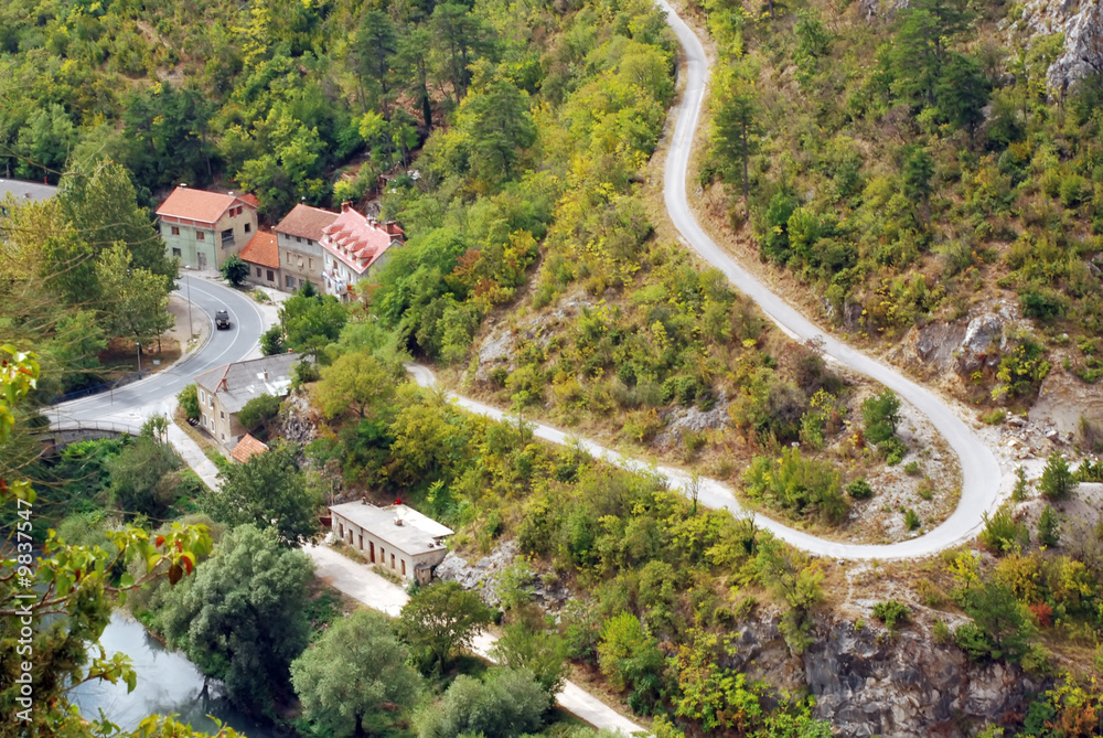 Up view of a mountain street at Knin - Croatia