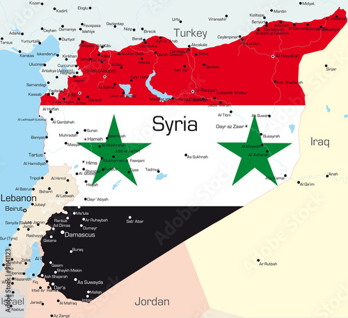 map of Syria country colore...